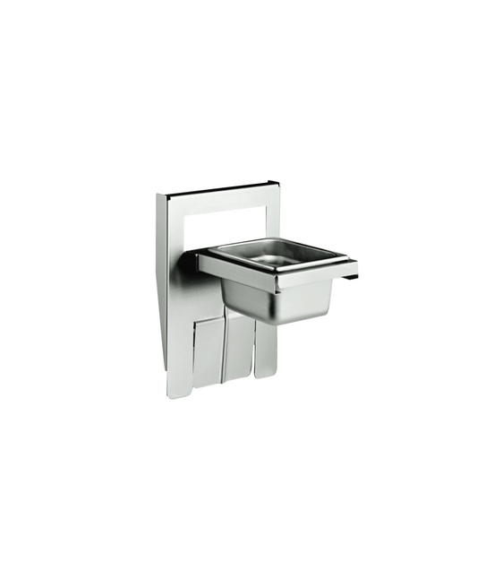 The Grill Advantage Grill Sidebar is a stainless steel wall-mounted holder with a rectangular tray for small items—an ideal grill accessory that boosts efficiency in any griddle prep area.