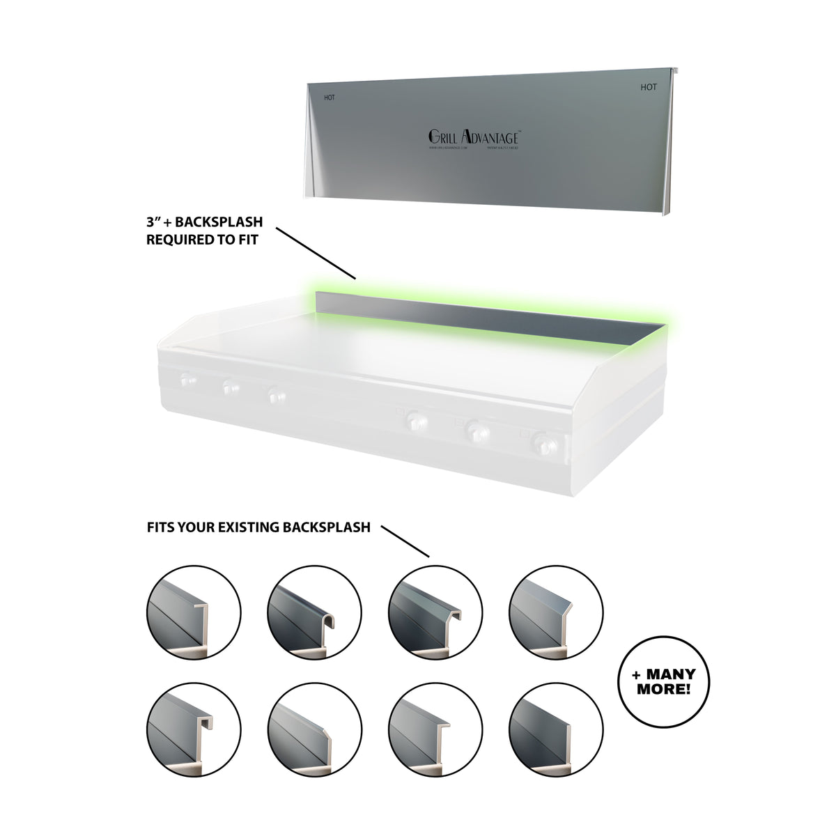 Flat Top Grill Backsplash Extender | Cleaner Station | Grill Advantage